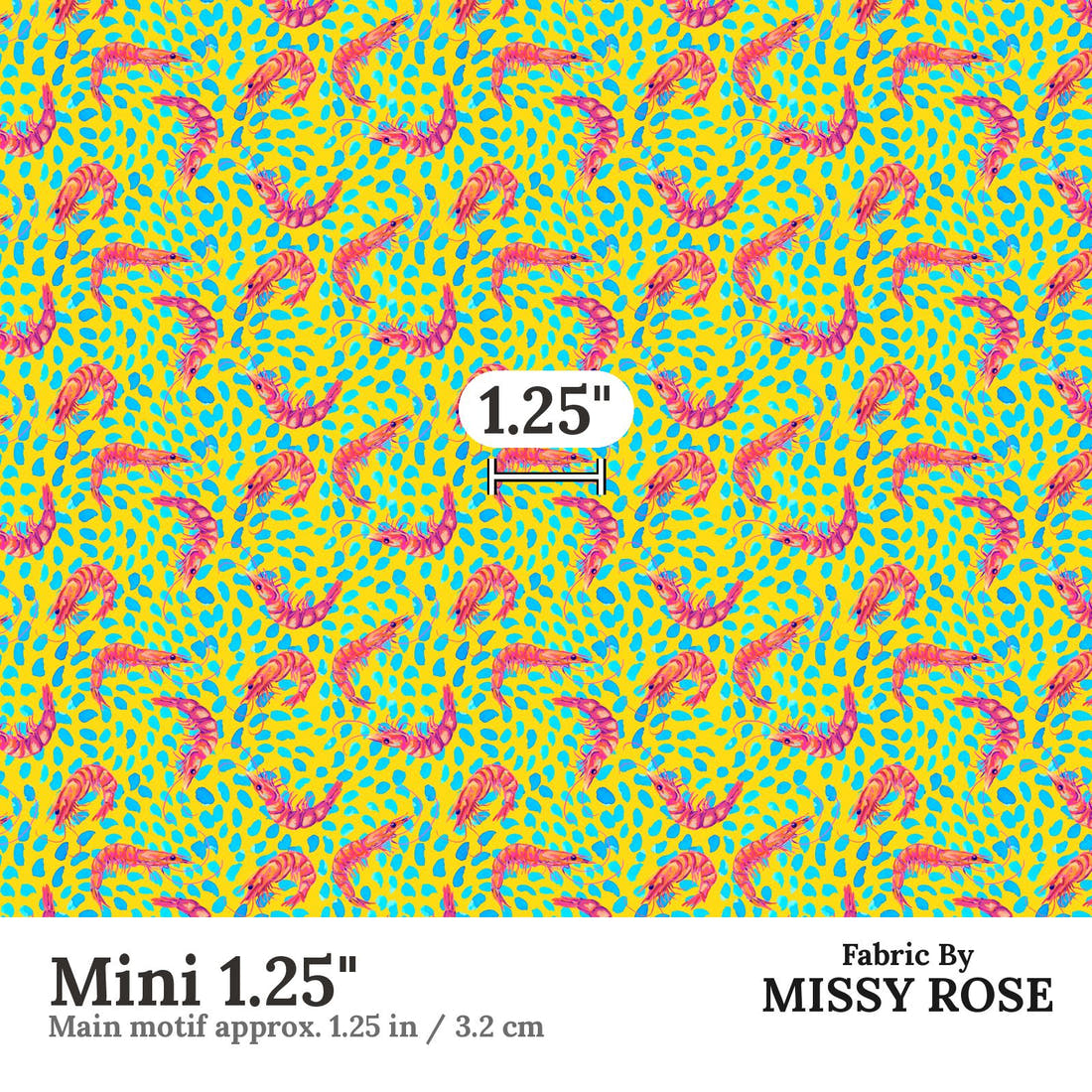 Girl and The Deep Blue Sea 99 Mini 1.25 inch print scale guide | Fabric by Missy Rose