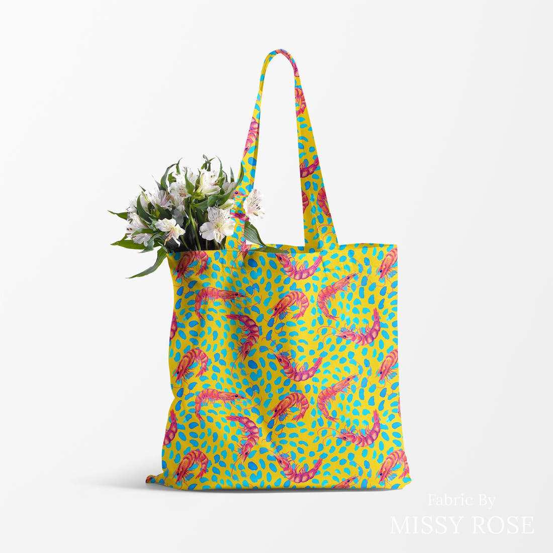 Girl and The Deep Blue Sea 99 made up as a tote bag - see how the print looks made up | Fabric by Missy Rose