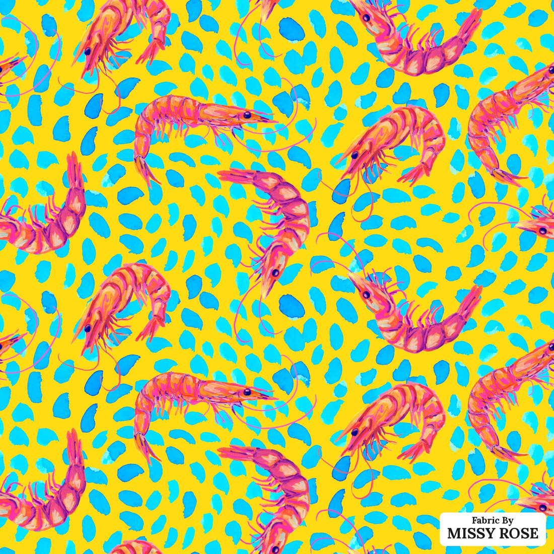 Girl and The Deep Blue Sea 99 - flat view of the print, zoom in for detail | Fabric by Missy Rose