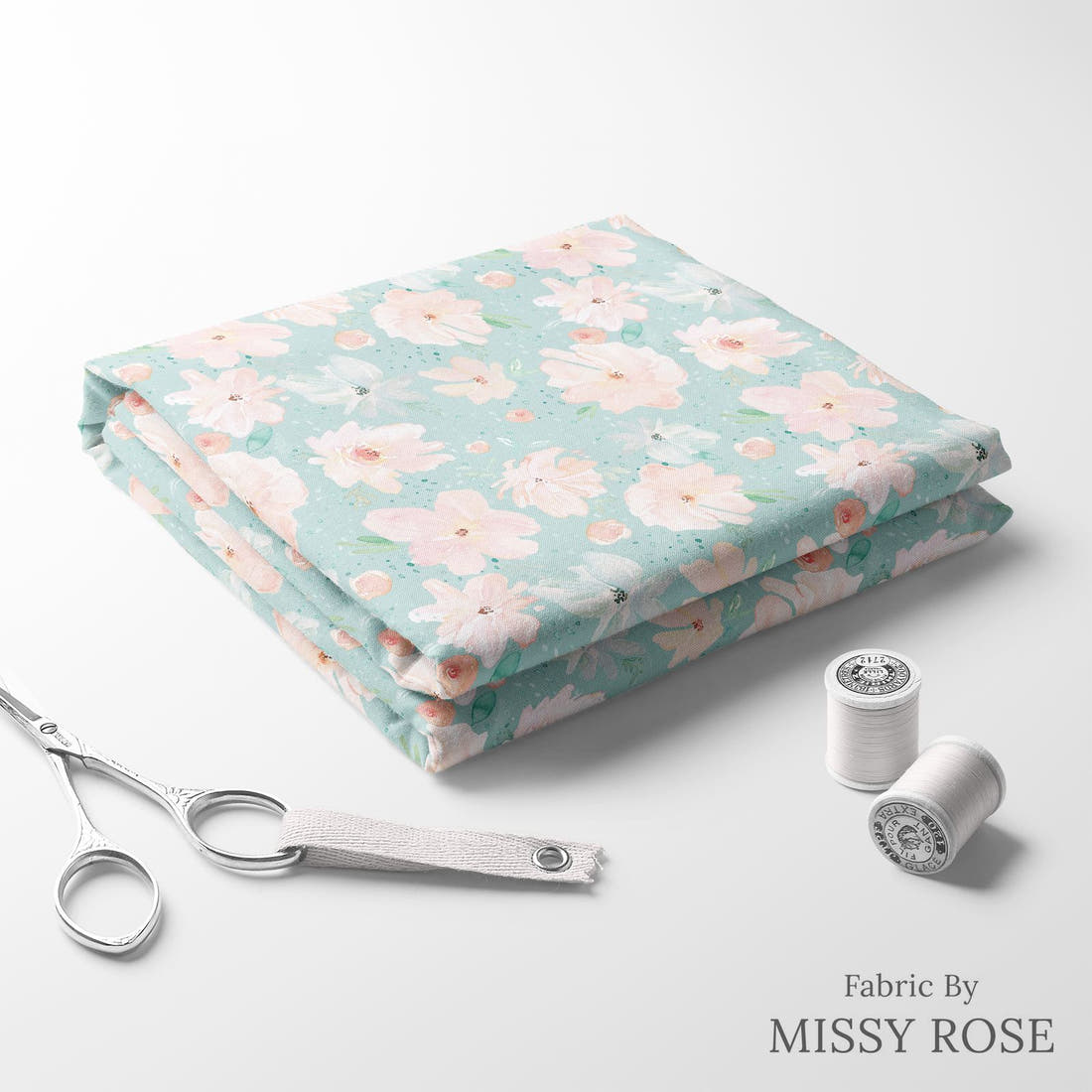 Indy Bloom Fabric April Showers Glacier 04 folded fabric stack with matching thread - pre-order fabric Australia | Fabric by Missy Rose