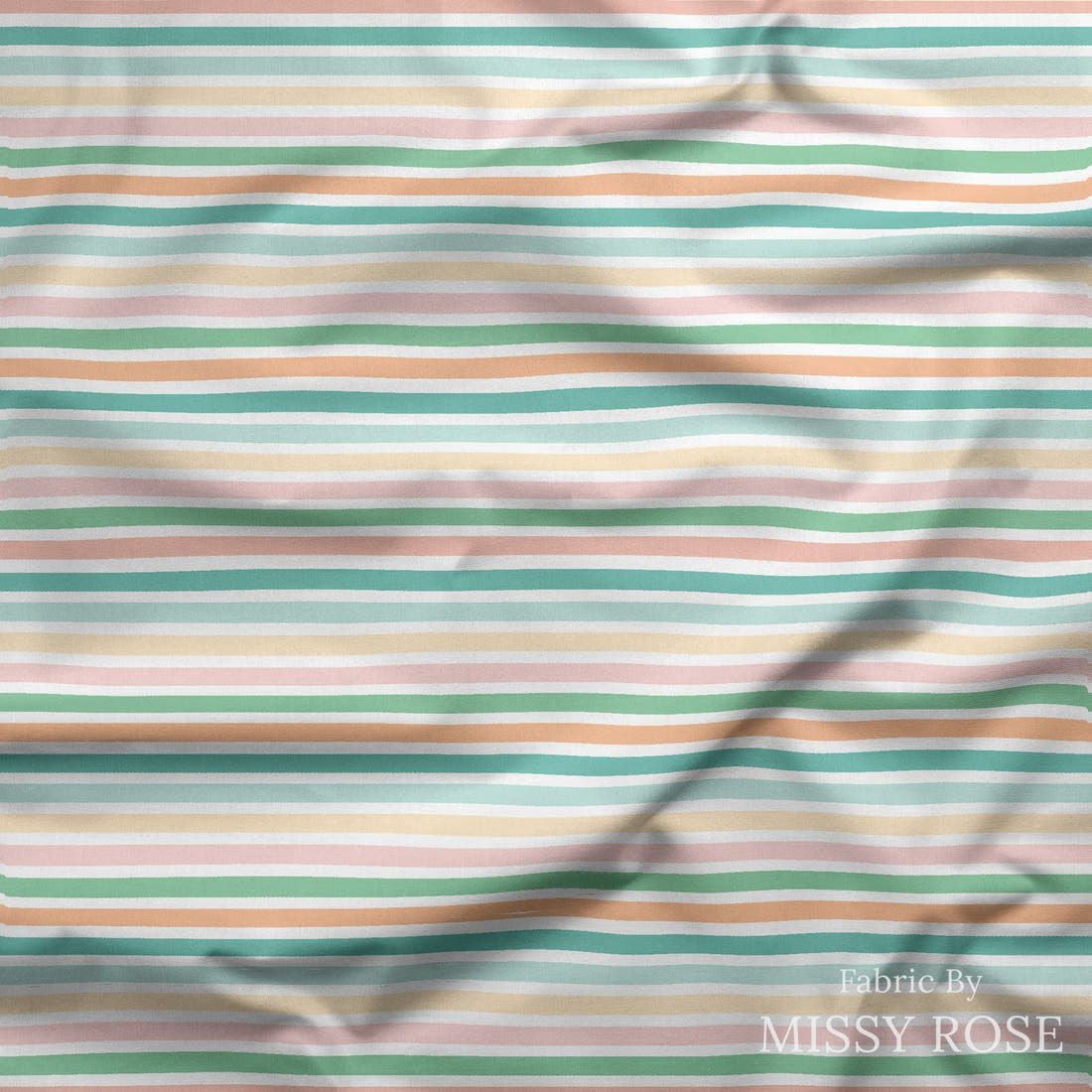 Indy Bloom Fabric April Showers Rainbow 06 draped fabric mockup - custom printed fabric by the metre | Fabric by Missy Rose