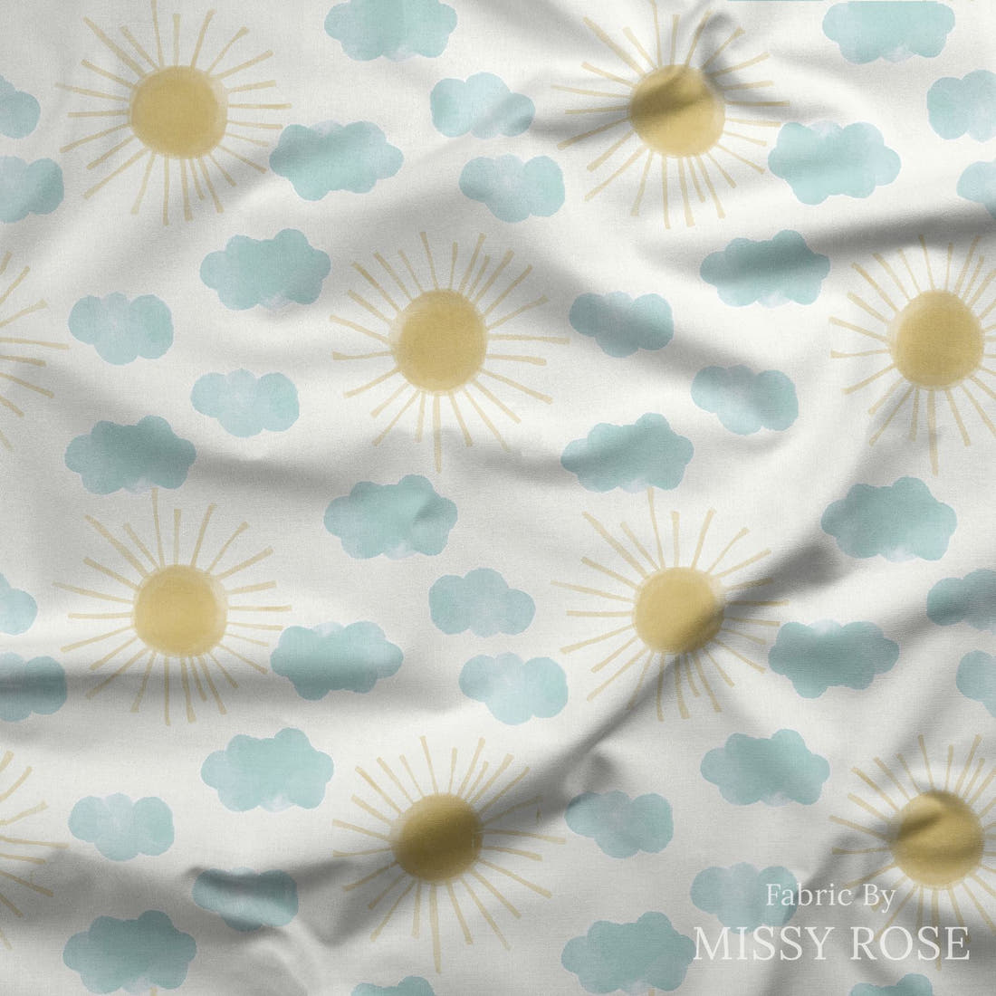Indy Bloom Fabric April Showers Sunny Day 07 draped fabric mockup - custom printed fabric by the metre | Fabric by Missy Rose