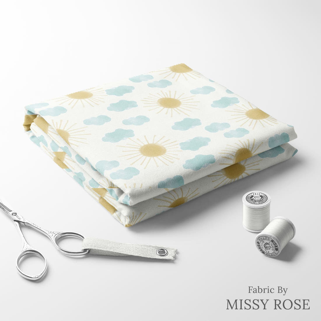 Indy Bloom Fabric April Showers Sunny Day 07 folded fabric stack with matching thread - pre-order fabric Australia | Fabric by Missy Rose