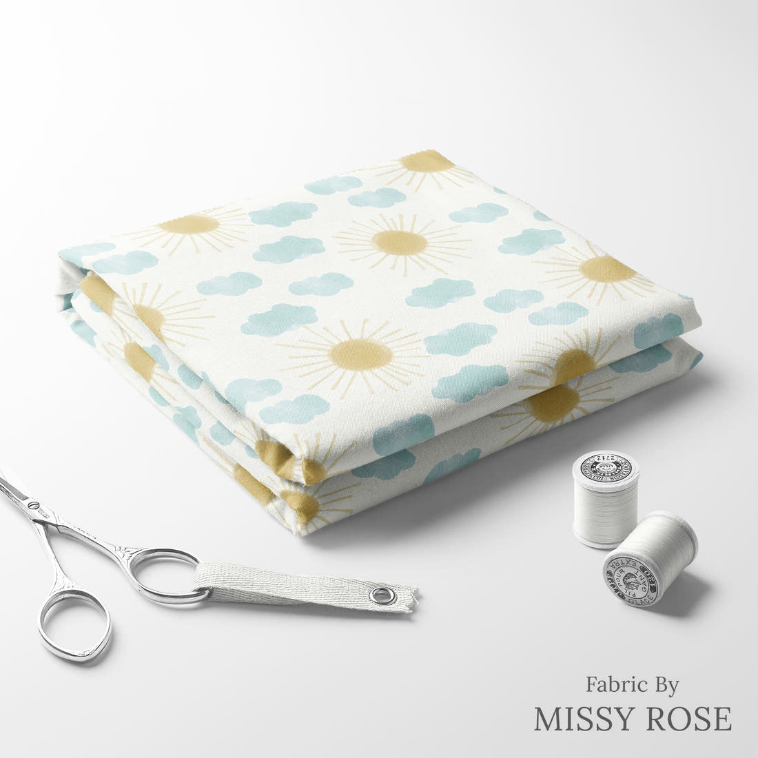 Indy Bloom Fabric April Showers Sunny Day 07 folded fabric stack with matching thread - pre-order fabric Australia | Fabric by Missy Rose