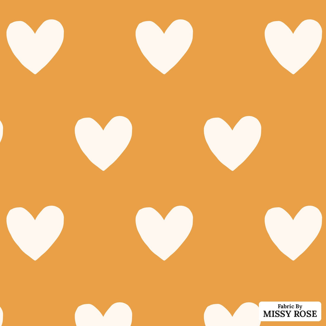 Indy Bloom Fabric Bee My Valentine Dotted Hearts in Golden 16 flat view of the printed design | Fabric by Missy Rose