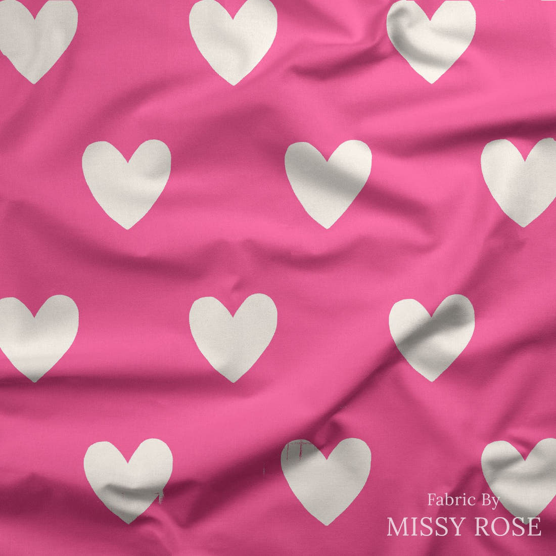 Indy Bloom Fabric Bee My Valentine Dotted Hearts in Pink 17 draped fabric mockup - custom printed fabric by the metre | Fabric by Missy Rose