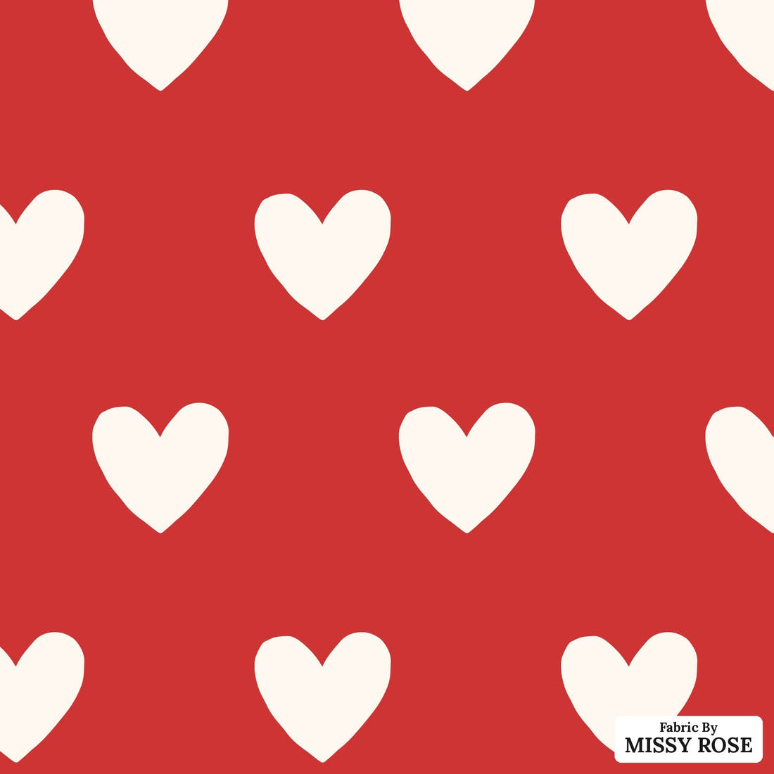 Indy Bloom Fabric Bee My Valentine Dotted Hearts in Red 19 flat view of the printed design | Fabric by Missy Rose