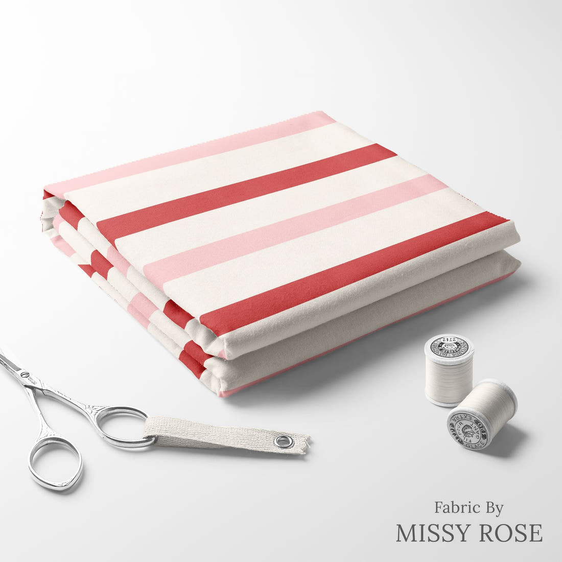 Indy Bloom Fabric Bee My Valentine Valentine Stripe 23 folded fabric stack with matching thread - pre-order fabric Australia | Fabric by Missy Rose