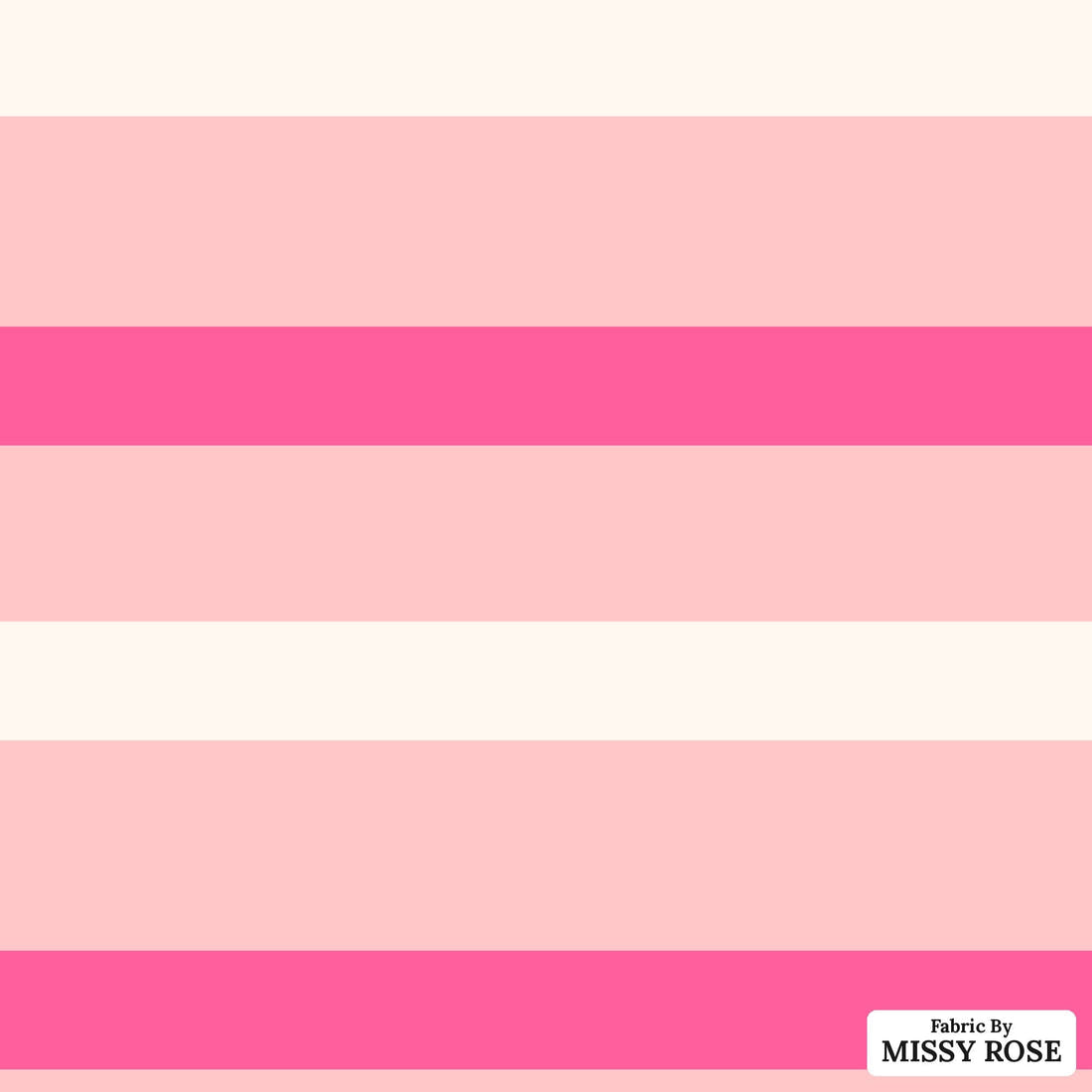 Indy Bloom Fabric Bee My Valentine Valentine Stripe In Bubblegum 24 flat view of the printed design | Fabric by Missy Rose