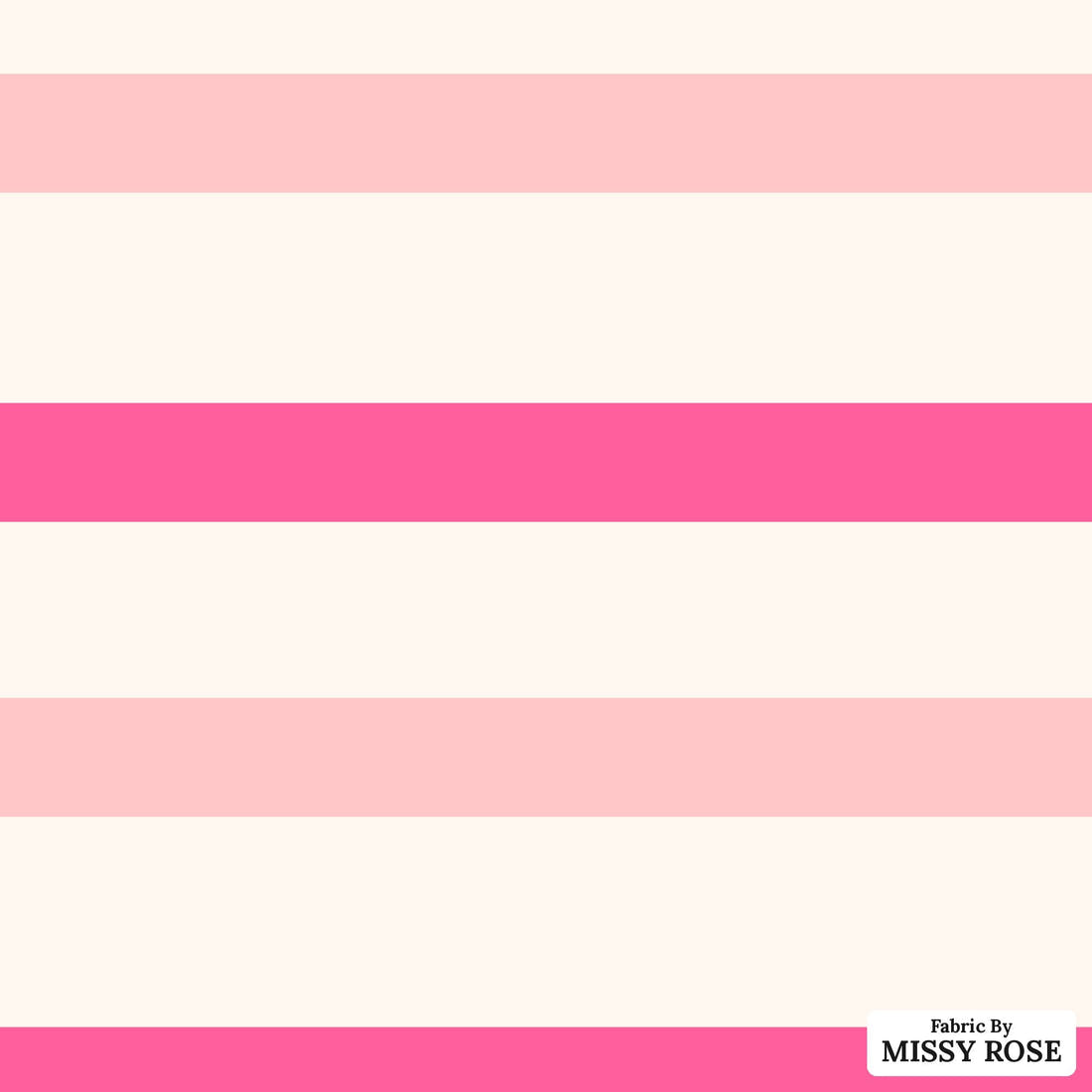 Indy Bloom Fabric Bee My Valentine Valentine Stripe In Hot Pink 25 flat view of the printed design | Fabric by Missy Rose