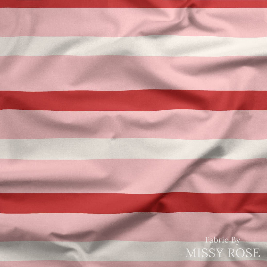 Indy Bloom Fabric Bee My Valentine Valentine Stripe In Pink 26 draped fabric mockup - custom printed fabric by the metre | Fabric by Missy Rose