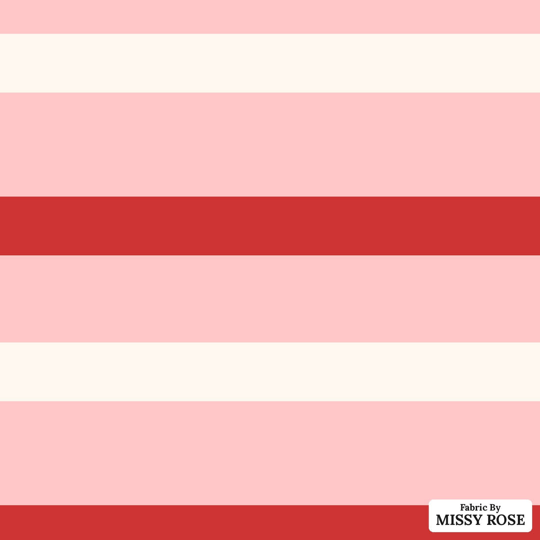 Indy Bloom Fabric Bee My Valentine Valentine Stripe In Pink 26 flat view of the printed design | Fabric by Missy Rose