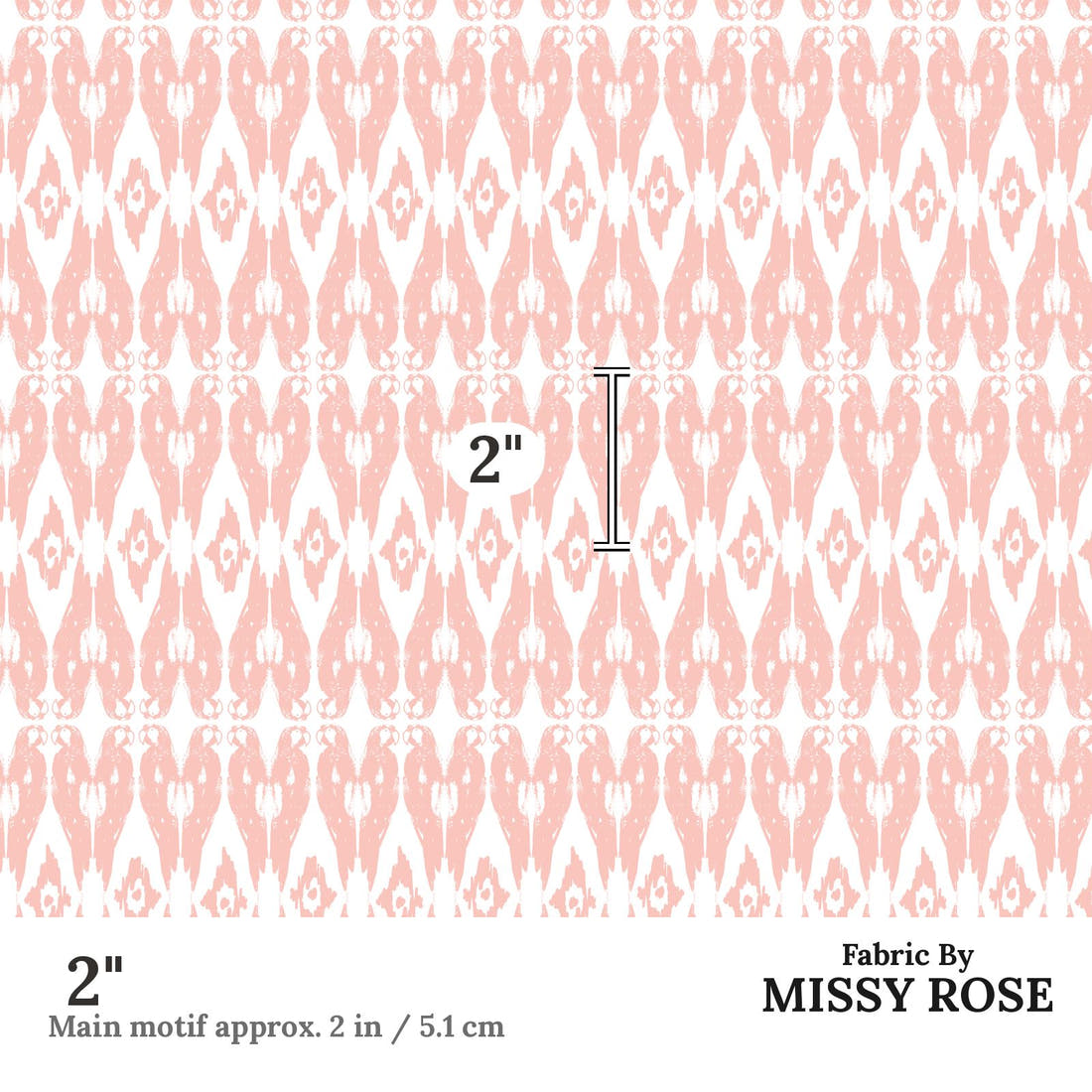 Indy Bloom Fabric Boho Beach Bohemian Pink Parrot 26 2 inch print scale guide | Fabric by Missy Rose