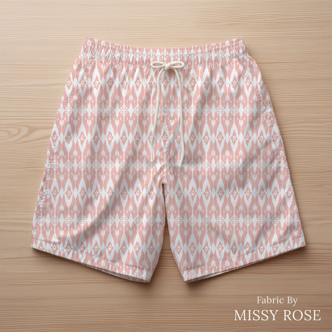 Indy Bloom Fabric Boho Beach Bohemian Pink Parrot 26 sewn into swim shorts - custom printed fabric | Fabric by Missy Rose