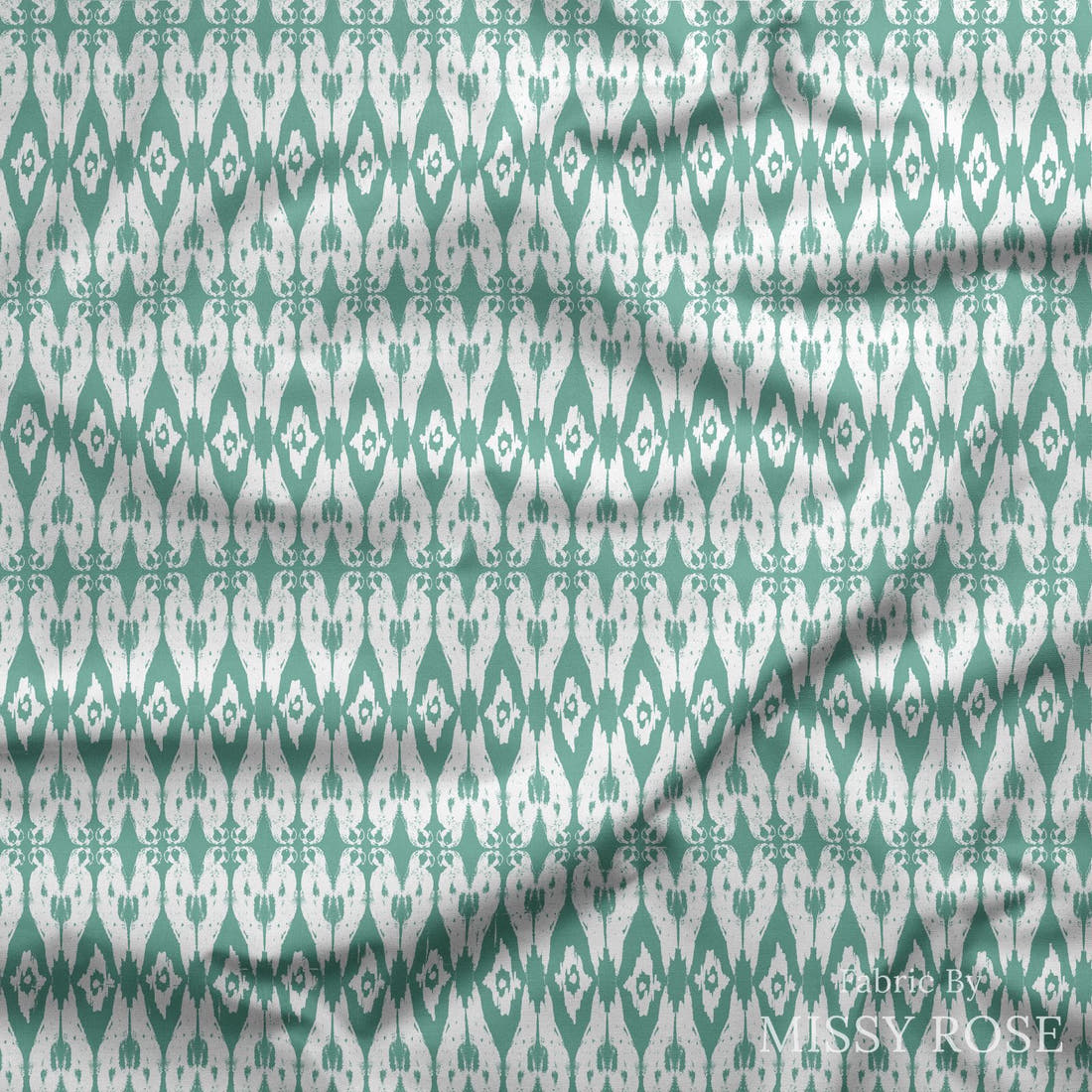 Indy Bloom Fabric Boho Beach Bohemian Teal Parrot 27 draped fabric mockup - custom printed fabric by the metre | Fabric by Missy Rose