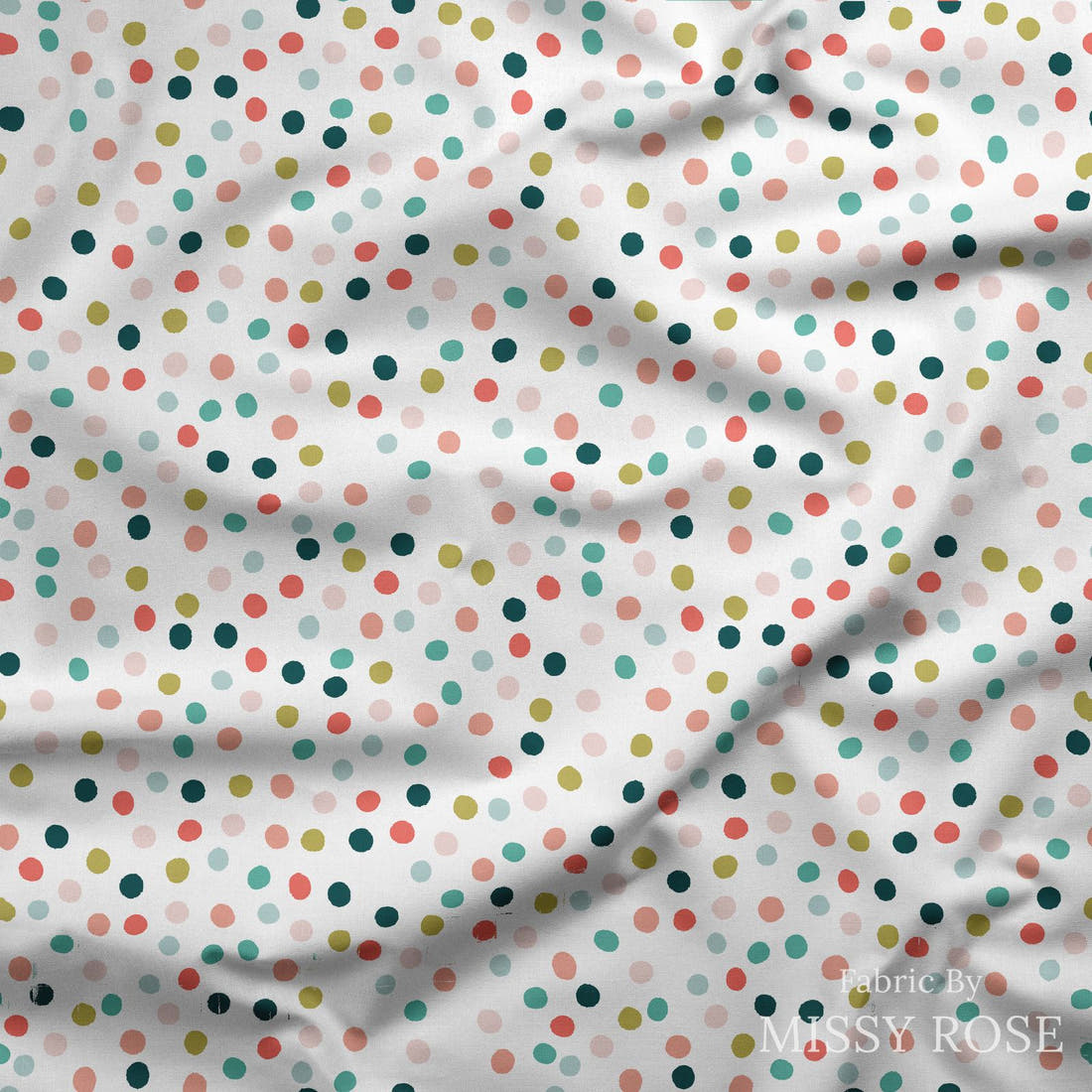 Indy Bloom Fabric Boho Beach Dots 07 draped fabric mockup - custom printed fabric by the metre | Fabric by Missy Rose