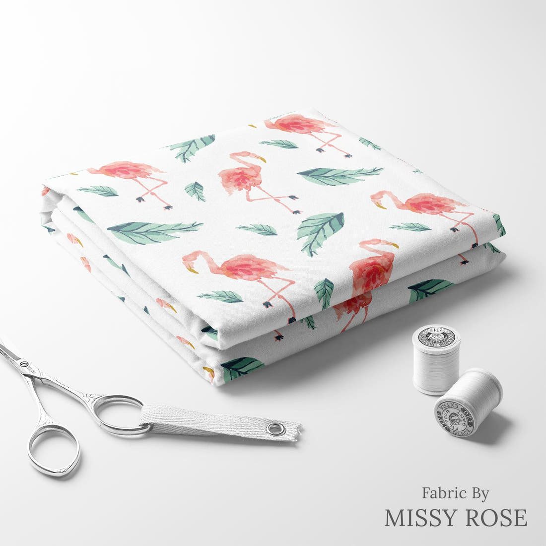 Indy Bloom Fabric Boho Beach Flamingo Palm 25 folded fabric stack with matching thread - pre-order fabric Australia | Fabric by Missy Rose