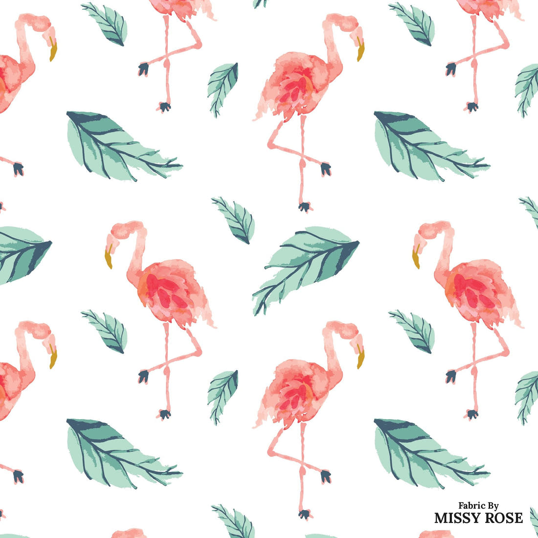 Indy Bloom Fabric Boho Beach Flamingo Palm 25 flat view of the printed design | Fabric by Missy Rose