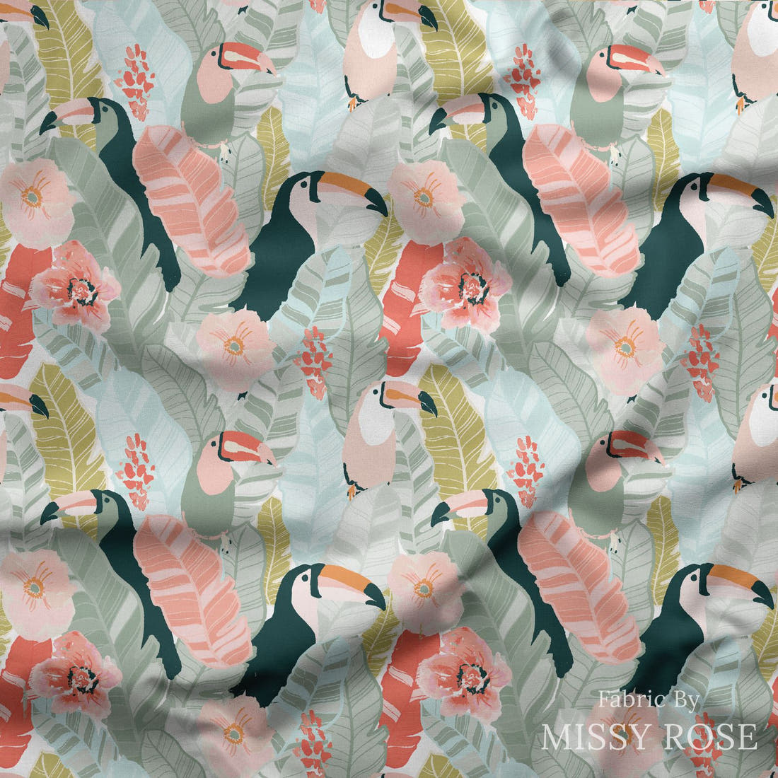 Indy Bloom Fabric Boho Beach Jungle 04 draped fabric mockup - custom printed fabric by the metre | Fabric by Missy Rose