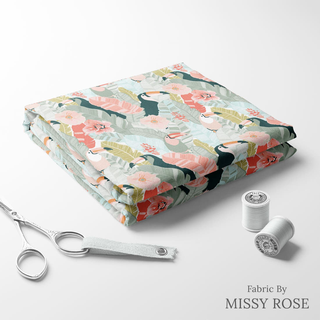 Indy Bloom Fabric Boho Beach Jungle 04 folded fabric stack with matching thread - pre-order fabric Australia | Fabric by Missy Rose