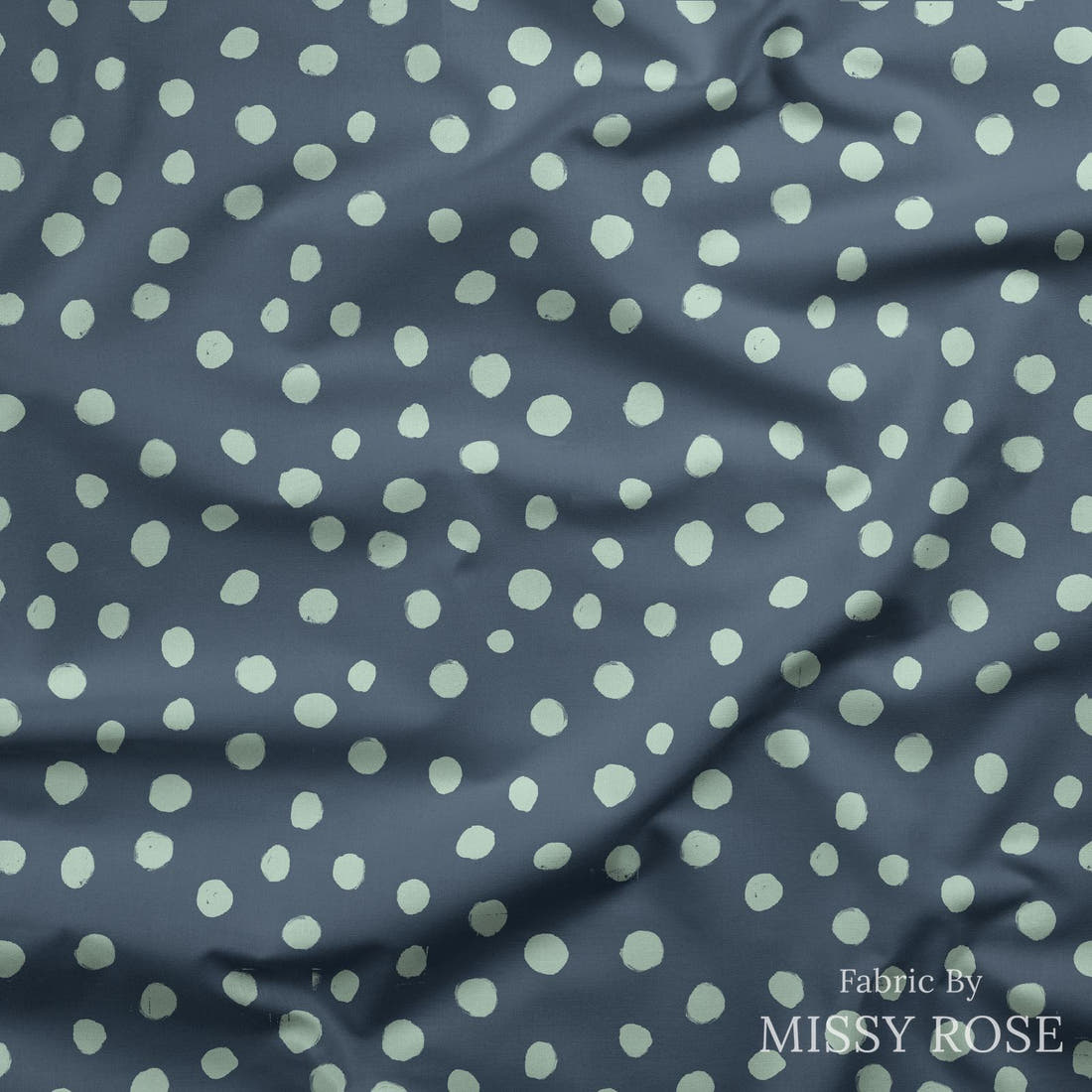 Indy Bloom Fabric Boho Beach Navy Teal Dot 22 draped fabric mockup - custom printed fabric by the metre | Fabric by Missy Rose