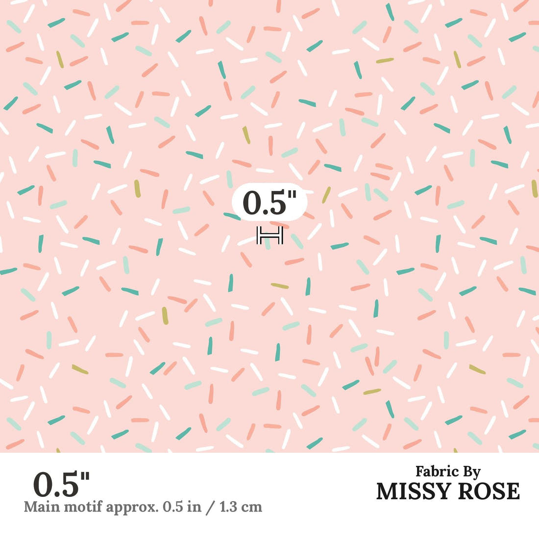 Indy Bloom Fabric Boho Beach Sprinkle Pink 11 0.5 inch print scale guide | Fabric by Missy Rose