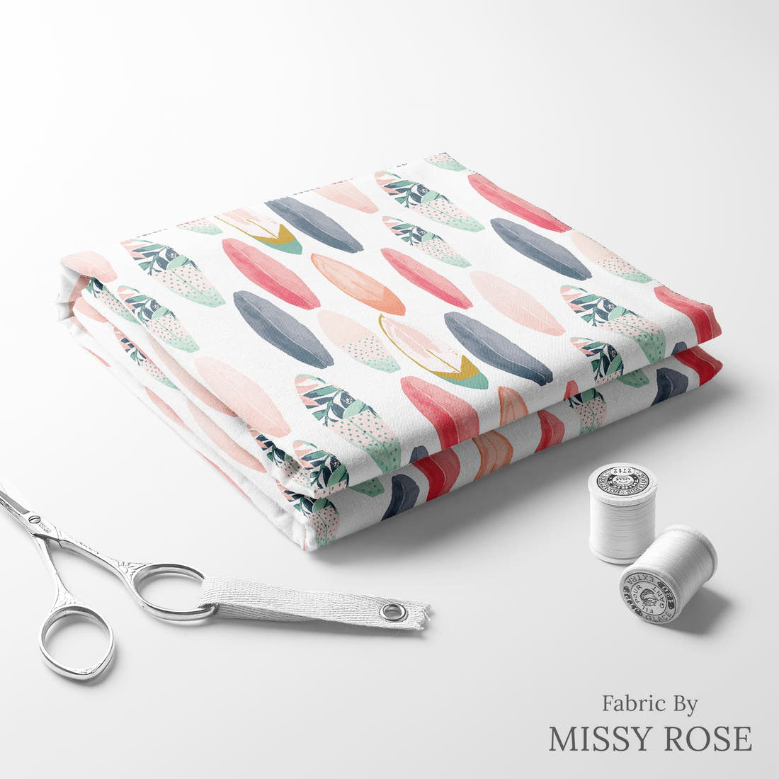 Indy Bloom Fabric Boho Beach Surfboard 20 folded fabric stack with matching thread - pre-order fabric Australia | Fabric by Missy Rose