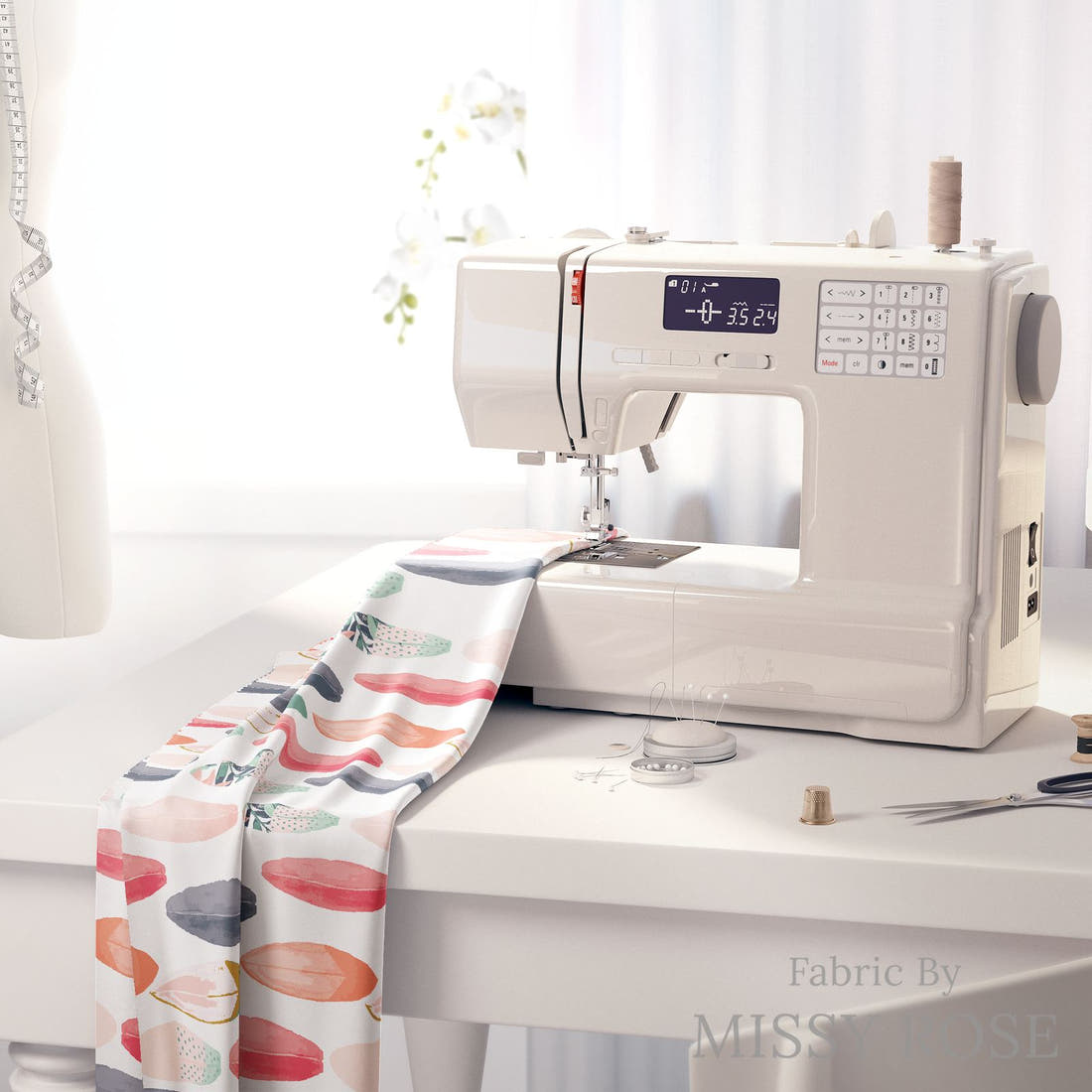 Indy Bloom Fabric Boho Beach Surfboard 20 fabric on a sewing machine - sew your own | Fabric by Missy Rose