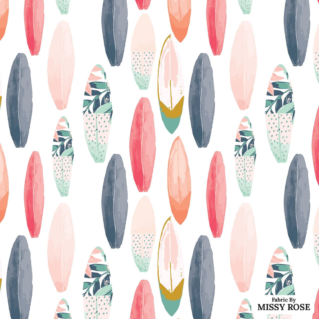 Indy Bloom Fabric Boho Beach Surfboard 20 flat view of the printed design | Fabric by Missy Rose