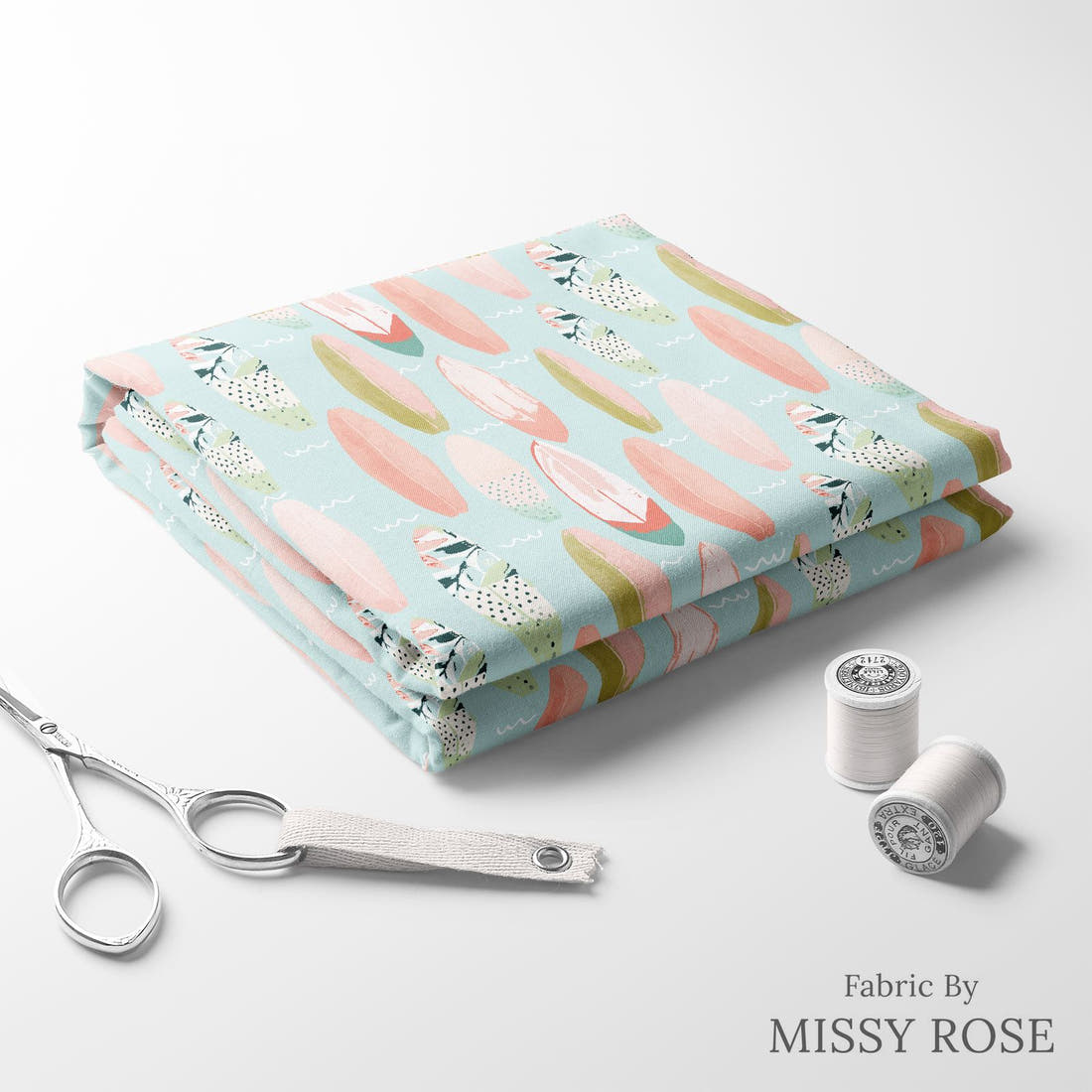 Indy Bloom Fabric Boho Beach Surfs Up 14 folded fabric stack with matching thread - pre-order fabric Australia | Fabric by Missy Rose