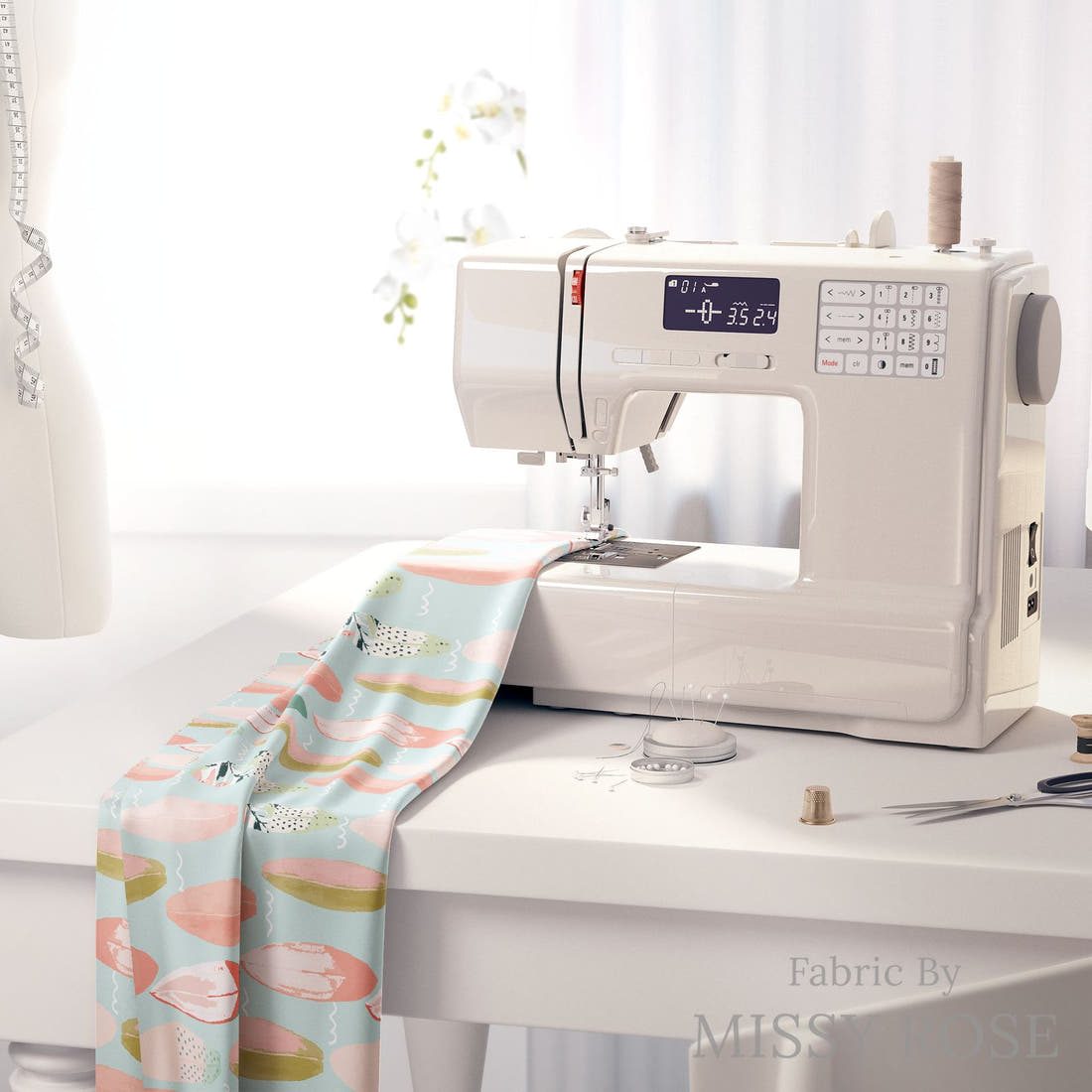 Indy Bloom Fabric Boho Beach Surfs Up 14 fabric on a sewing machine - sew your own | Fabric by Missy Rose