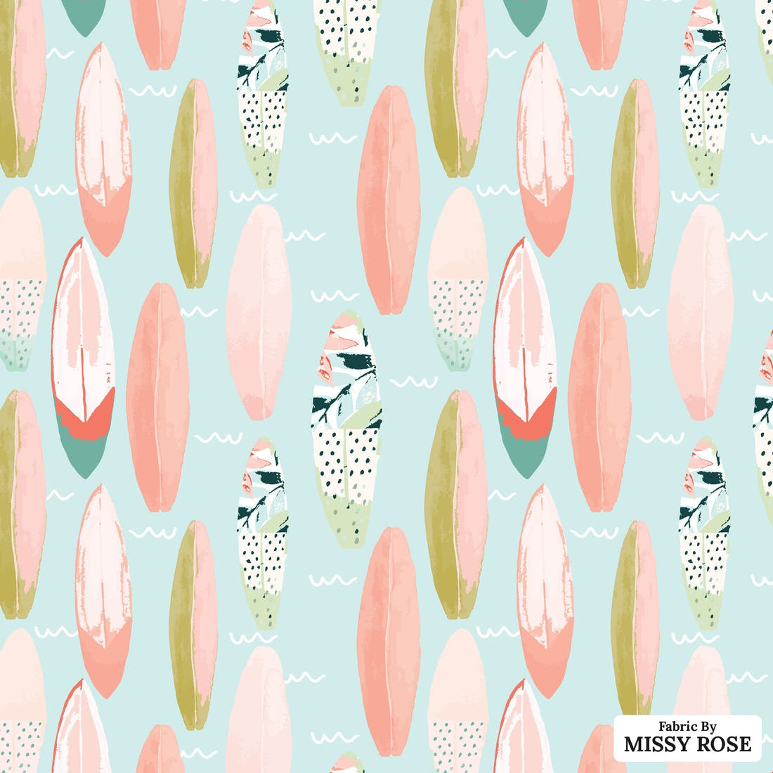 Indy Bloom Fabric Boho Beach Surfs Up 14 flat view of the printed design | Fabric by Missy Rose