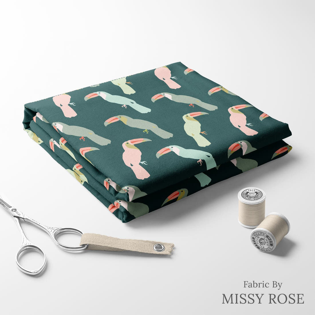 Indy Bloom Fabric Boho Beach Toucan 13 folded fabric stack with matching thread - pre-order fabric Australia | Fabric by Missy Rose