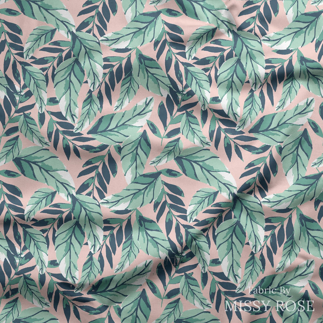 Indy Bloom Fabric Boho Beach Tropical Foliage 18 draped fabric mockup - custom printed fabric by the metre | Fabric by Missy Rose