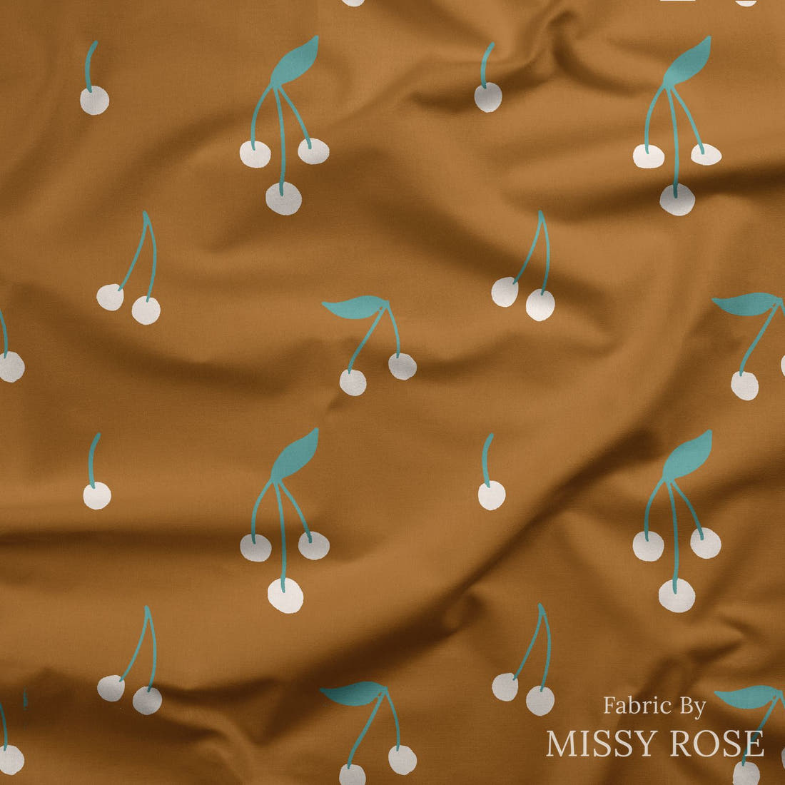Indy Bloom Fabric Boho Cherrie Brown 05 draped fabric mockup - custom printed fabric by the metre | Fabric by Missy Rose