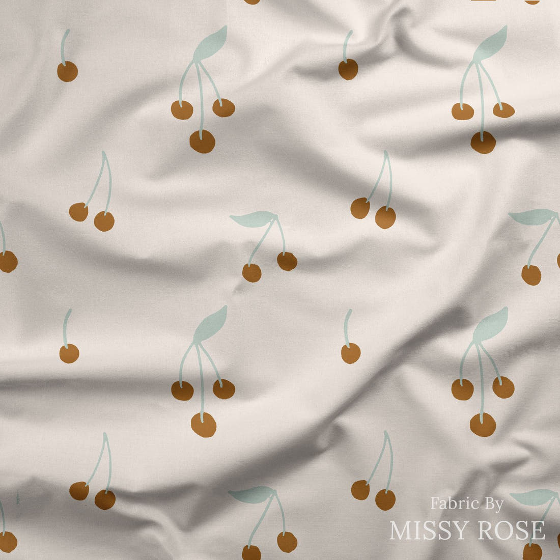 Indy Bloom Fabric Boho Cherrie Cream 06 draped fabric mockup - custom printed fabric by the metre | Fabric by Missy Rose