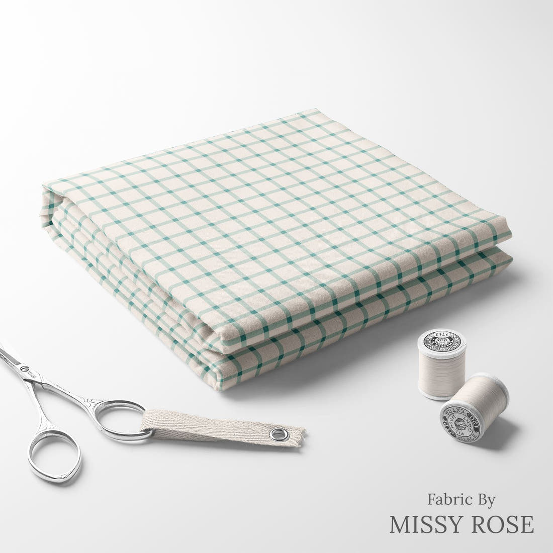 Indy Bloom Fabric Boho Gingham 08 folded fabric stack with matching thread - pre-order fabric Australia | Fabric by Missy Rose
