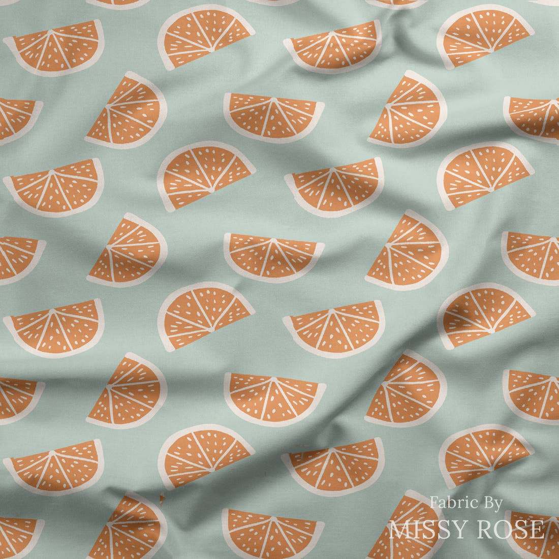 Indy Bloom Fabric Boho Grapefruit Blue 09 draped fabric mockup - custom printed fabric by the metre | Fabric by Missy Rose