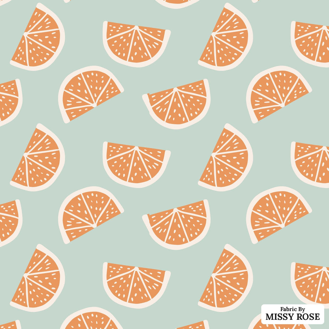 Indy Bloom Fabric Boho Grapefruit Blue 09 flat view of the printed design | Fabric by Missy Rose