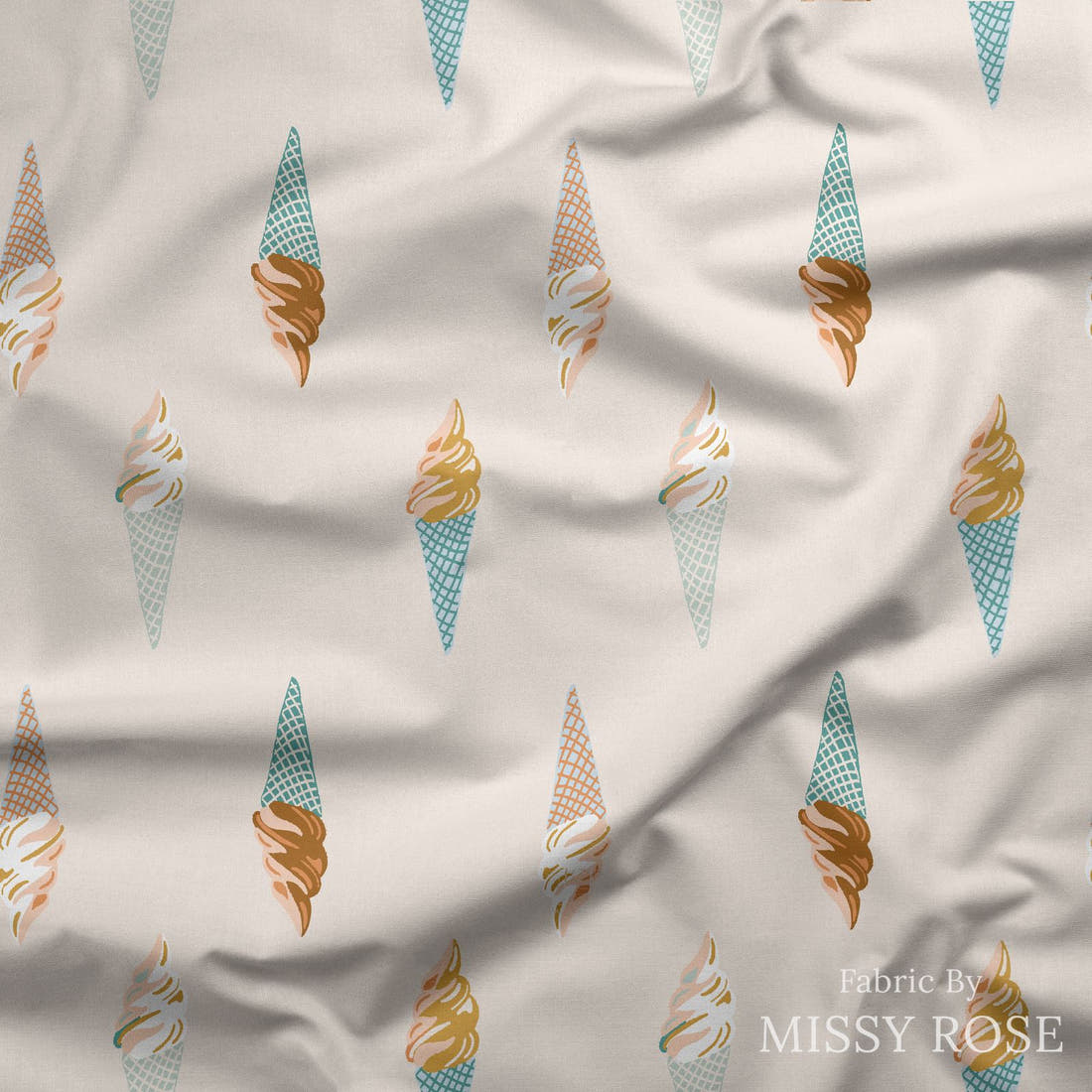 Indy Bloom Fabric Boho Ice Cream 10 draped fabric mockup - custom printed fabric by the metre | Fabric by Missy Rose