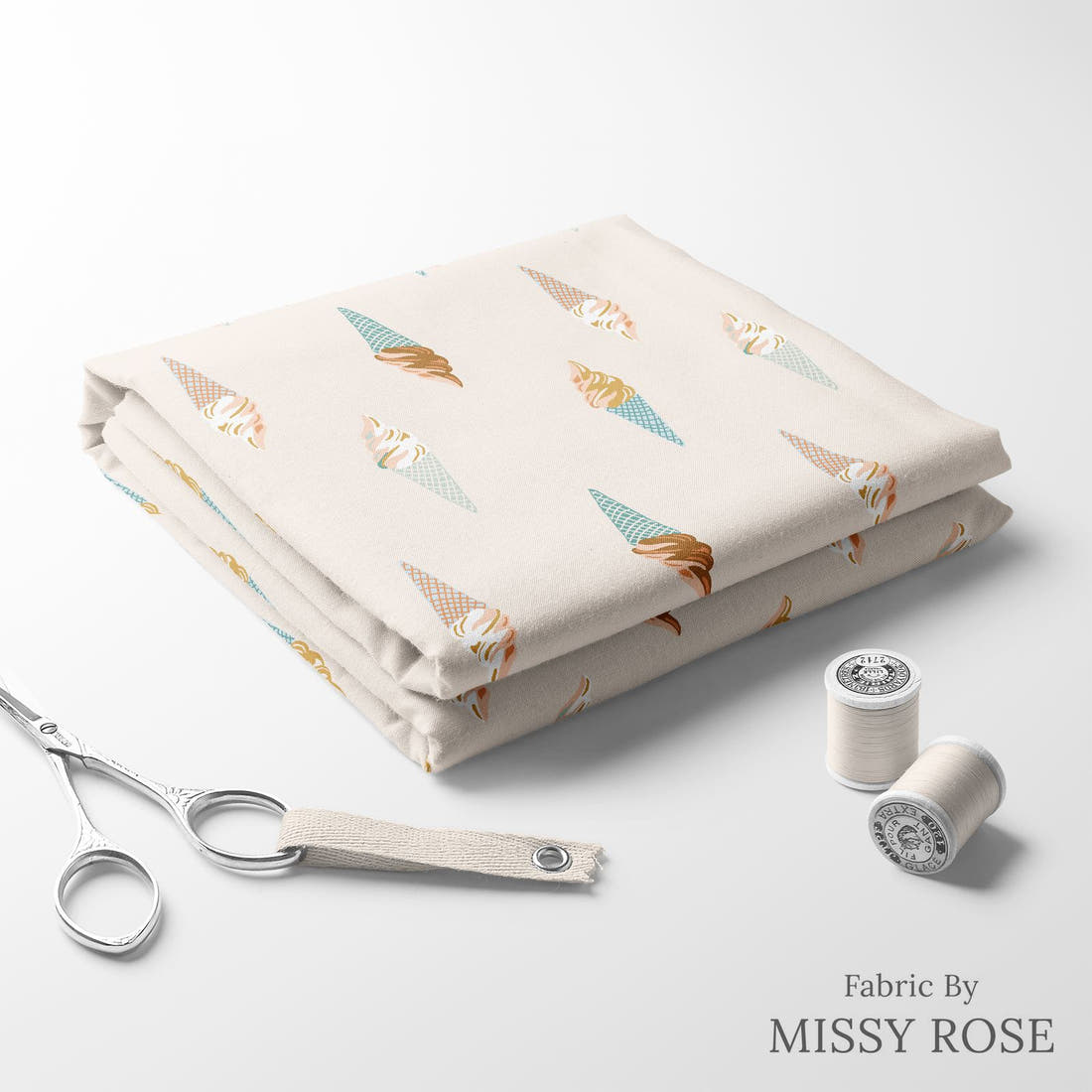 Indy Bloom Fabric Boho Ice Cream 10 folded fabric stack with matching thread - pre-order fabric Australia | Fabric by Missy Rose