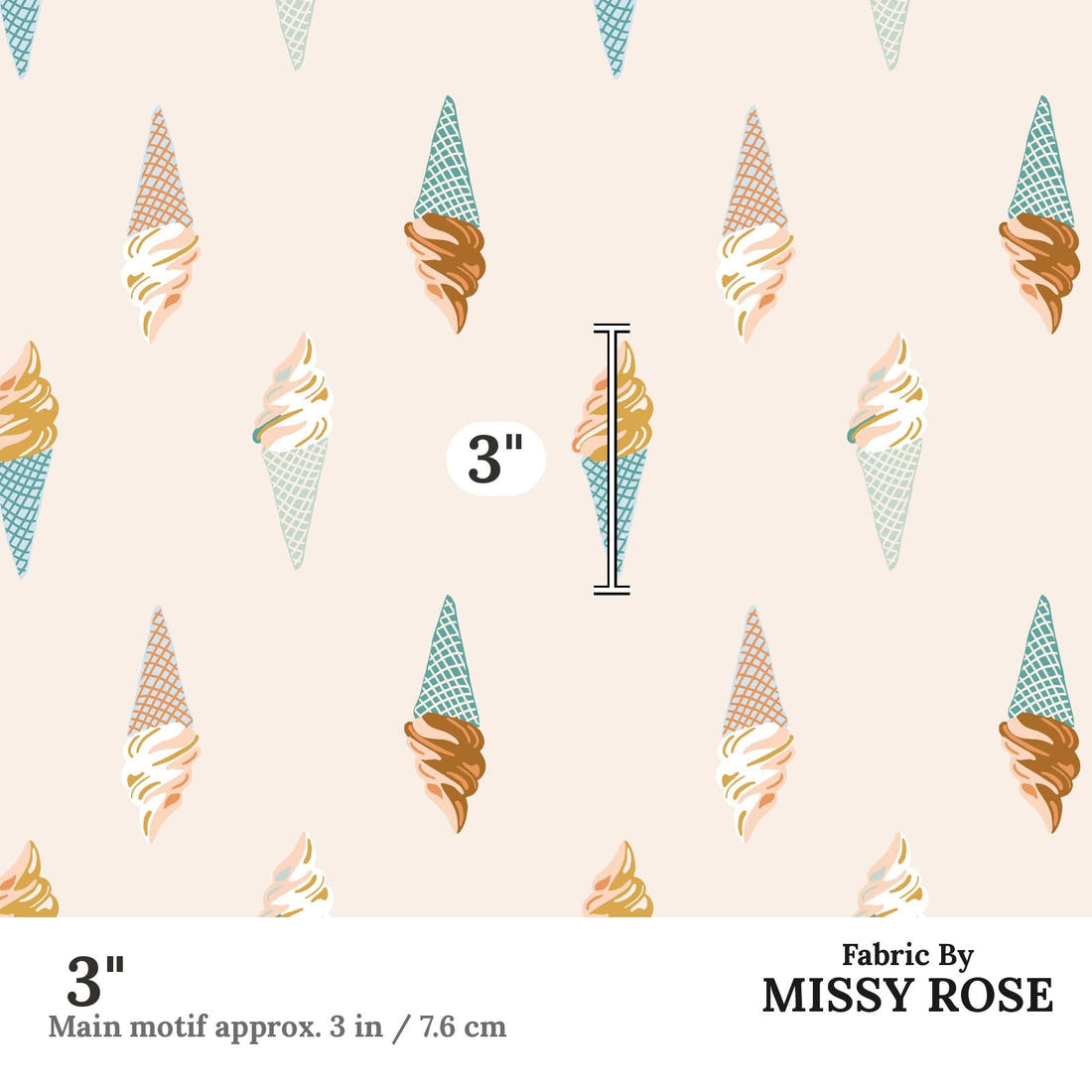 Indy Bloom Fabric Boho Ice Cream 10 3 inch print scale guide | Fabric by Missy Rose