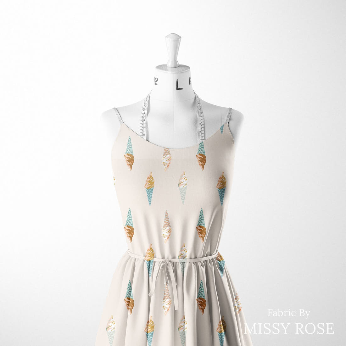 Indy Bloom Fabric Boho Ice Cream 10 sewn into a women's dress - custom printed fabric | Fabric by Missy Rose