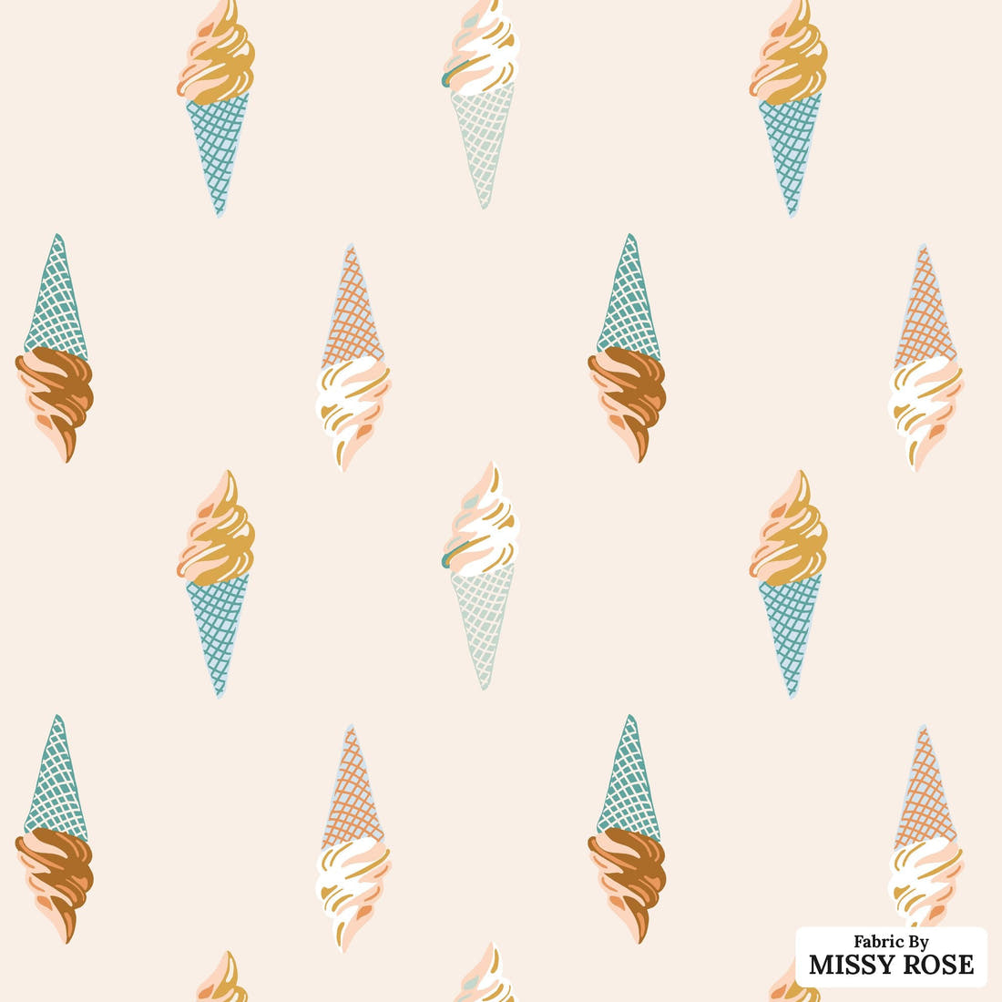 Indy Bloom Fabric Boho Ice Cream 10 flat view of the printed design | Fabric by Missy Rose