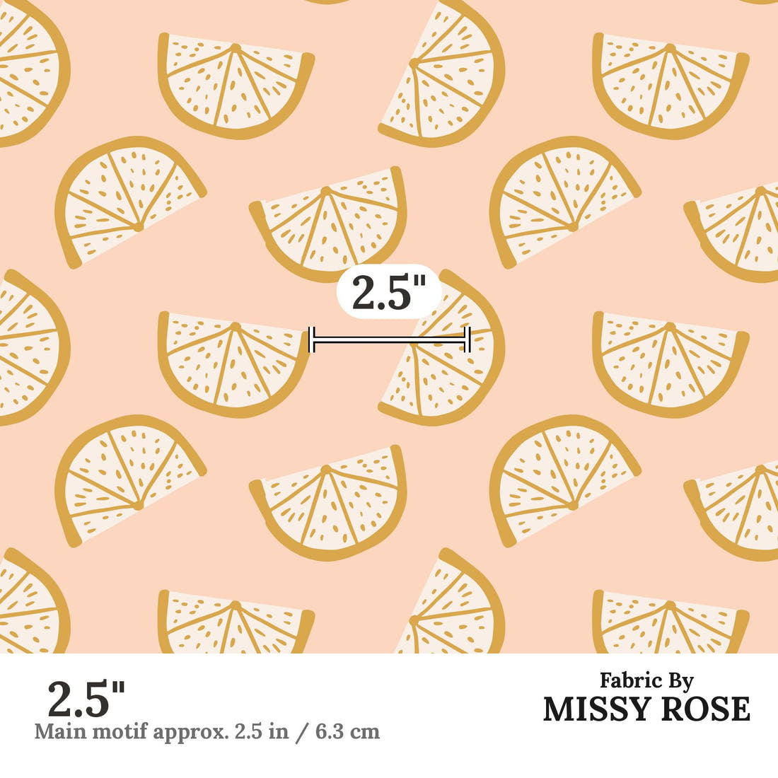 Indy Bloom Fabric Boho Lemons Blush 11 2.5 inch print scale guide | Fabric by Missy Rose