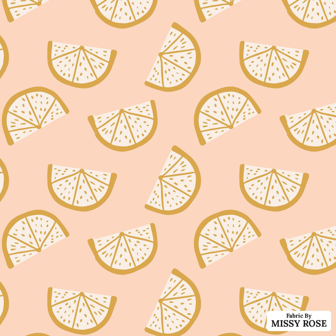 Indy Bloom Fabric Boho Lemons Blush 11 flat view of the printed design | Fabric by Missy Rose