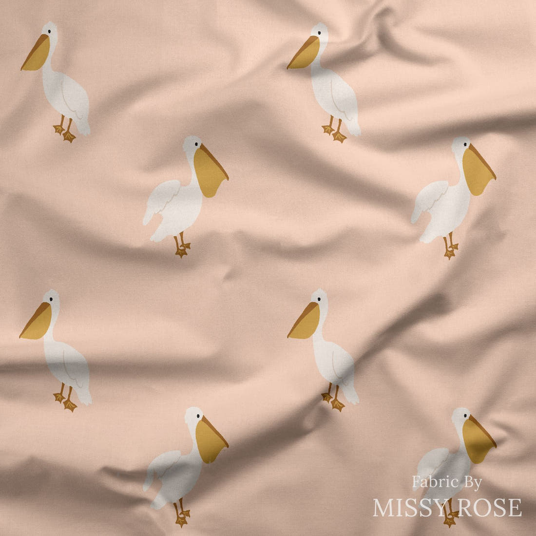 Indy Bloom Fabric Boho Pelican in Blush 13 draped fabric mockup - custom printed fabric by the metre | Fabric by Missy Rose