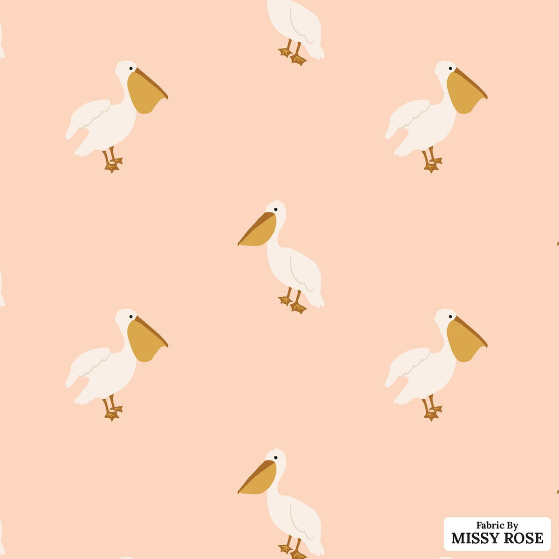 Indy Bloom Fabric Boho Pelican in Blush 13 flat view of the printed design | Fabric by Missy Rose