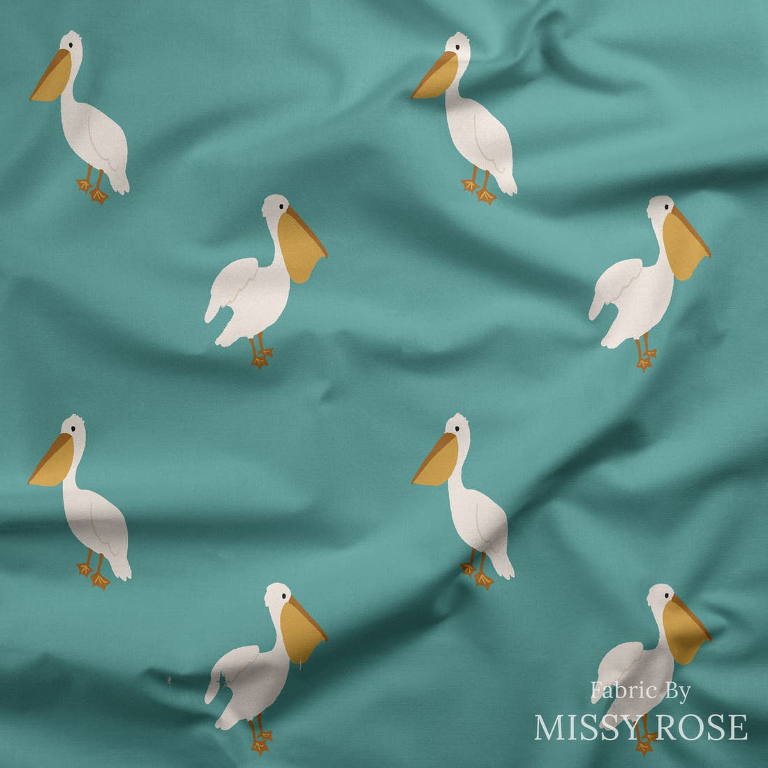 Indy Bloom Fabric Boho Pelican in Teal 14 draped fabric mockup - custom printed fabric by the metre | Fabric by Missy Rose