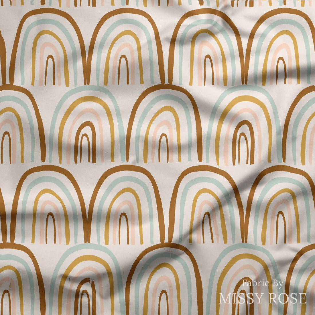 Indy Bloom Fabric Boho Rainbow 20 draped fabric mockup - custom printed fabric by the metre | Fabric by Missy Rose
